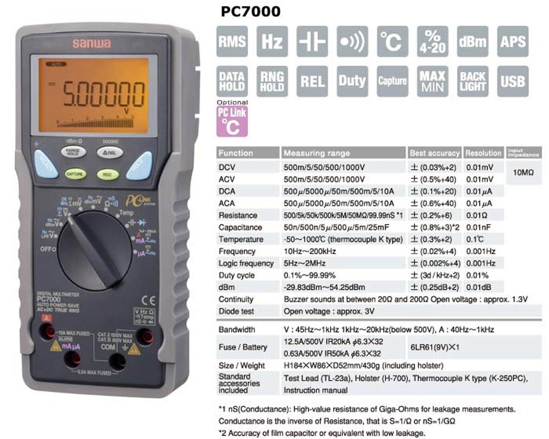 Harga Jual Sanwa Pc7000 True Rms Digital Multimeter 8849